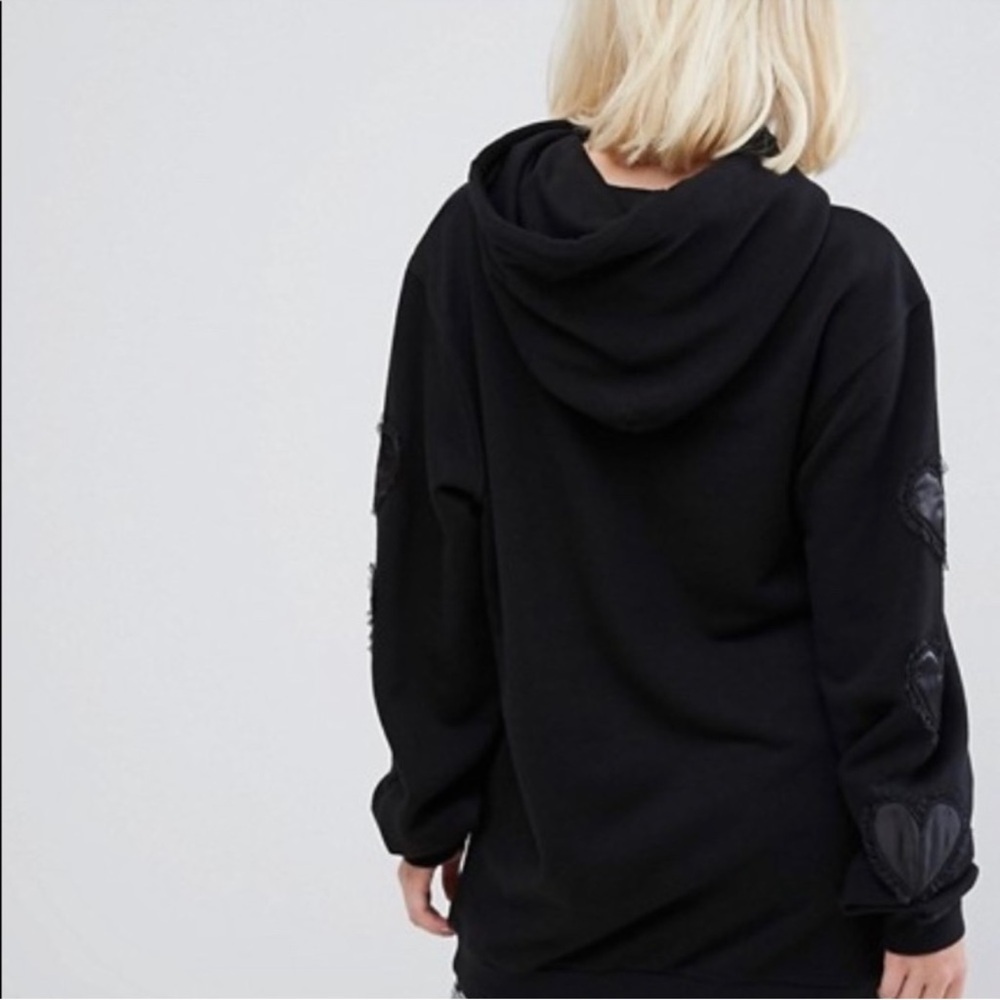 Lazy Oaf Black Like Your Heart Hoodie Women’s Size Large - Picture 2 of 15